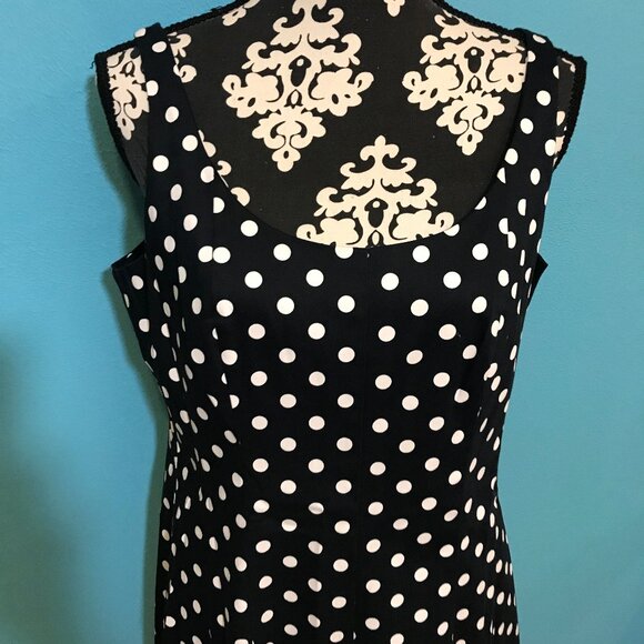 Ralph Lauren Polka Dot Woman's Dress EUC Rockabilly Size 12 Black & White Retro - Picture 5 of 16